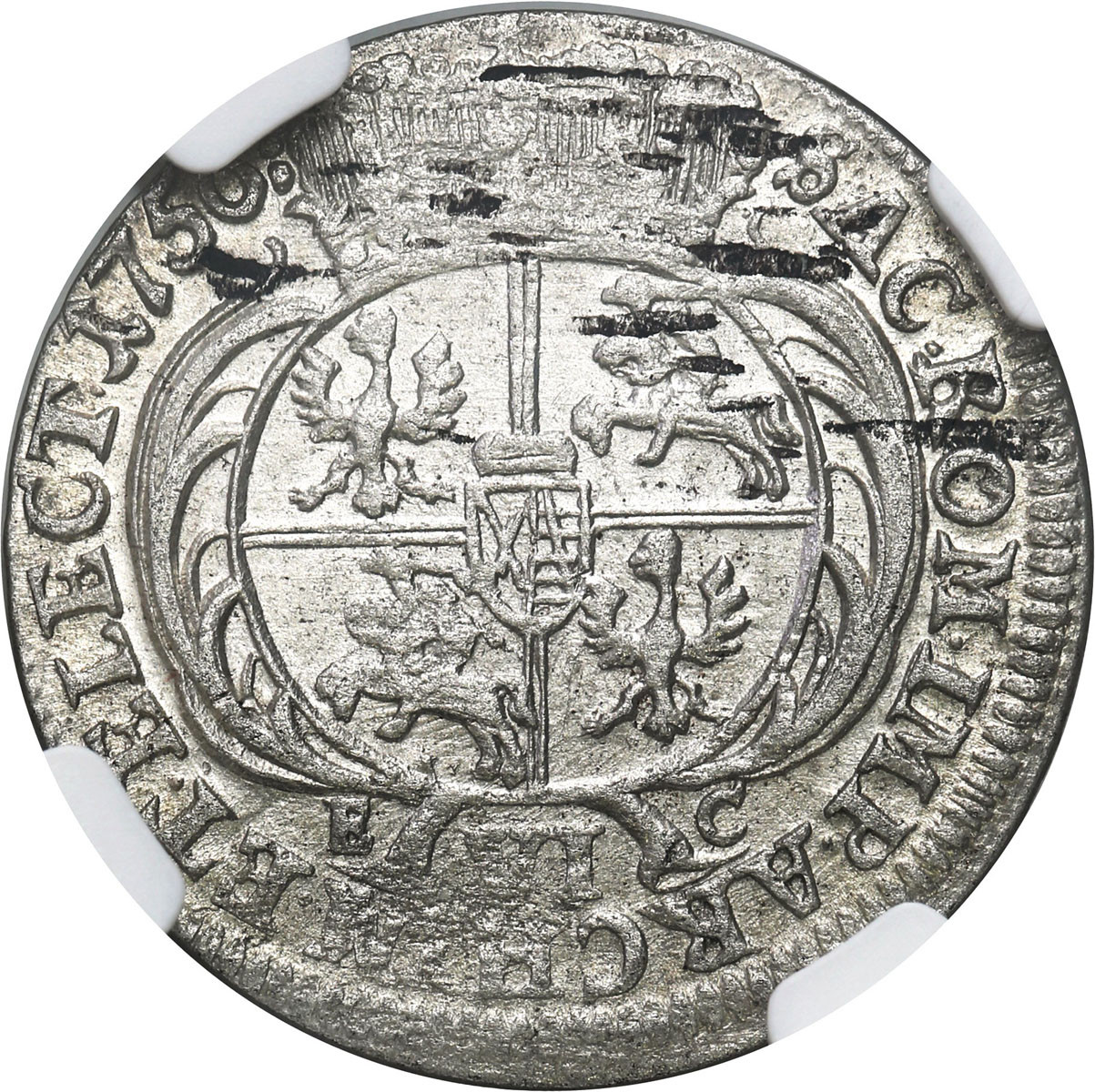 August III Sas. Szóstak (6 groszy) 1756, Lipsk NGC MS62
